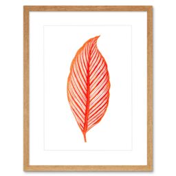 "Artery8 Wall Art Print Botanics Red Orange Stripes Art Black Framed 9x7 inch in Beige - Size: W7"" x H9""" - thumbnail 1