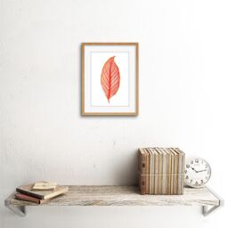 "Artery8 Wall Art Print Botanics Red Orange Stripes Art Black Framed 9x7 inch in Beige - Size: W7"" x H9""" - thumbnail 2