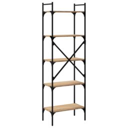 Berkfield Home Bookcase 5-Tier Sonoma Oak 56x31.5x174 cm Engineered Wood in Brown - thumbnail 6