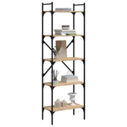 Berkfield Home Bookcase 5-Tier Sonoma Oak 56x31.5x174 cm Engineered Wood in Brown - thumbnail 3