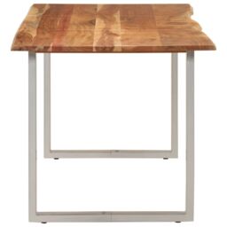 Berkfield Home Dining Table 154x80x76 cm Solid Acacia Wood in Brown - Size: 154 x 80 x 76 cm - thumbnail 3