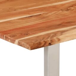 Berkfield Home Dining Table 154x80x76 cm Solid Acacia Wood in Brown - Size: 154 x 80 x 76 cm - thumbnail 5
