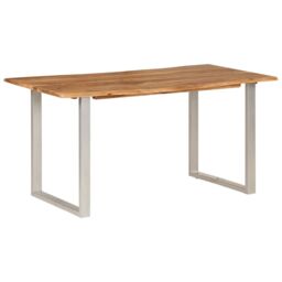 Berkfield Home Dining Table 154x80x76 cm Solid Acacia Wood in Brown - Size: 154 x 80 x 76 cm - thumbnail 1