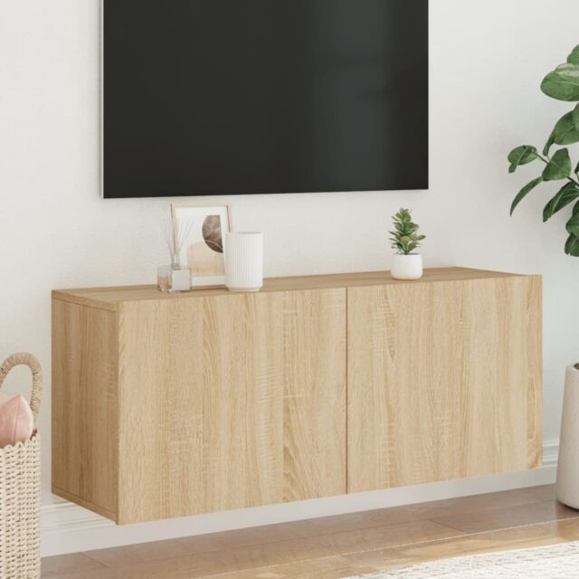 Berkfield Home TV Cabinet Wall-mounted Sonoma Oak 100x30x41 cm in Brown - Size: 100 x 30 x 41 cm - image 1