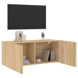 Berkfield Home TV Cabinet Wall-mounted Sonoma Oak 100x30x41 cm in Brown - Size: 100 x 30 x 41 cm - thumbnail 4
