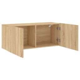 Berkfield Home TV Cabinet Wall-mounted Sonoma Oak 100x30x41 cm in Brown - Size: 100 x 30 x 41 cm - thumbnail 5