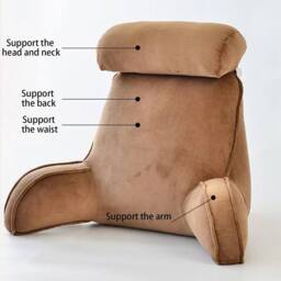 VOGREX Memory Foam Reading Pillow Lumbar Arm Back Support in Brown - thumbnail 3