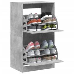 Berkfield Home Shoe Cabinet with 2 Flip-Drawers Concrete Grey 60x42x108 cm - Size: 60 x 42 x 108 cm - thumbnail 4