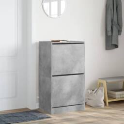 Berkfield Home Shoe Cabinet with 2 Flip-Drawers Concrete Grey 60x42x108 cm - Size: 60 x 42 x 108 cm - thumbnail 3