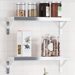 Berkfield Home Shelf Brackets 4 pcs 15x2.5x11.5 cm Silver Stainless Steel