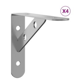 Berkfield Home Shelf Brackets 4 pcs 15x2.5x11.5 cm Silver Stainless Steel - thumbnail 2