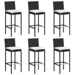 Berkfield Home 7 Piece Garden Bar Set with Cushions Poly Rattan Black - thumbnail 2