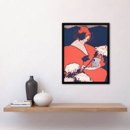 Artery8 The Penny Magazine Cover Woman Reading Framed Wall Art Print Ethel Reed in Red - Size: A4 - thumbnail 4