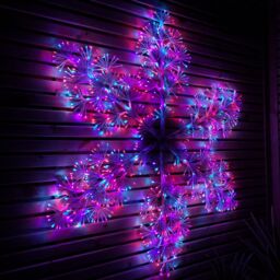 Samuel Alexander 1.2m Twinkling Starburst Snowflake Christmas decoration with 960 Rainbow LEDs in White - thumbnail 2