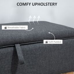 HOMCOM Linen Storage Ottoman Footstool for Toy Box, Bed End, Shoe Bench in Dark Grey - thumbnail 5