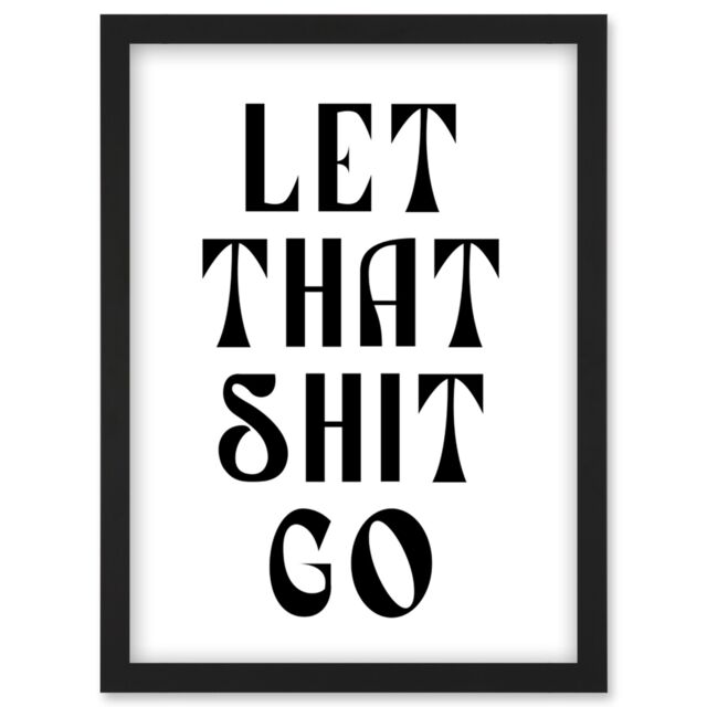 Artery8 Funny Bathroom Wall Art Let That S**t Go Toilet Sign Bathroom Yoga Decor Artwork Framed Wall Art Print A4 in Black - image 1
