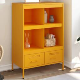 Berkfield Home Highboard Mustard Yellow 68x39x101.5 cm Steel - thumbnail 2