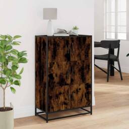 Berkfield Home Highboard Smoked Oak 68x35x106.5 cm Engineered Wood & Metal in Brown - thumbnail 3
