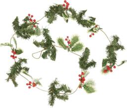 Marco Paul 2m Holly & Berry Pre Lit Christmas Garland With Lights in Green - thumbnail 2