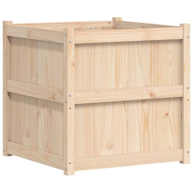Berkfield Home Garden Planter 70x70x70 cm Solid Wood Pine in Natural - Size: 70 x 70 x 70 cm