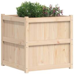 Berkfield Home Garden Planter 70x70x70 cm Solid Wood Pine in Natural - Size: 70 x 70 x 70 cm - thumbnail 4