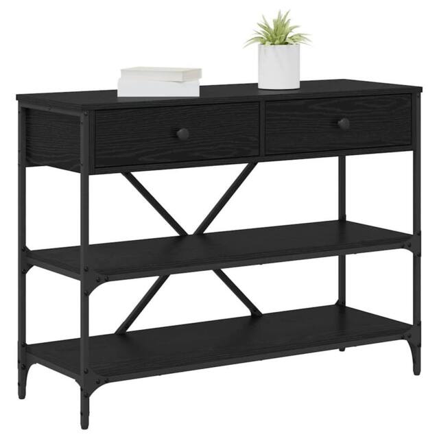 Berkfield Home Stylish Console Table Black Oak 100x34.5x75 cm Engineered Wood - image 1