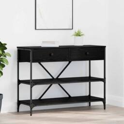 Berkfield Home Stylish Console Table Black Oak 100x34.5x75 cm Engineered Wood - thumbnail 2