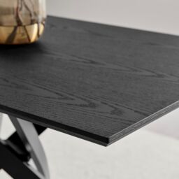 FurnitureboxUK Leonardo Black Top Dining Table & 4 Halley Dark Grey Fabric Chairs in Cream - thumbnail 4