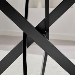 FurnitureboxUK Leonardo Black Top Dining Table & 4 Halley Dark Grey Fabric Chairs in Cream - thumbnail 5