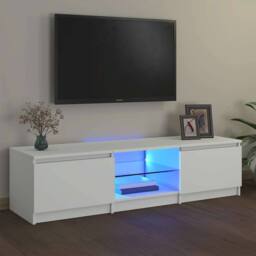 Berkfield Home TV Cabinet with LED Lights White 140x40x35.5 cm - thumbnail 2
