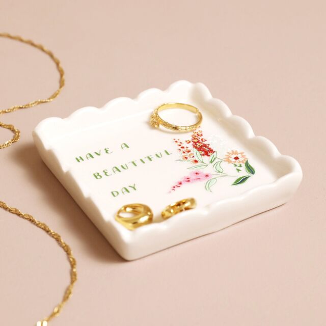 Lisa Angel Women's White Beautiful Day Square Trinket Dish - image 1