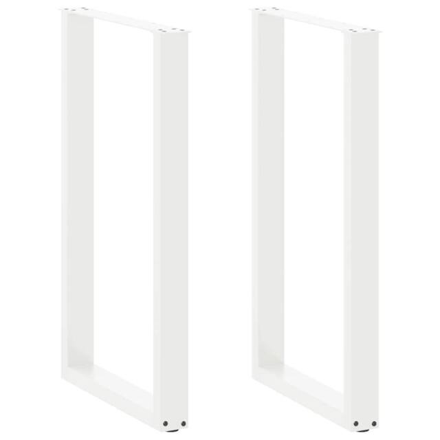 Berkfield Home Coffee Table Legs U-Shaped 2 pcs White 60x(100-101) cm Steel - image 1