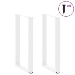 Berkfield Home Coffee Table Legs U-Shaped 2 pcs White 60x(100-101) cm Steel - thumbnail 3