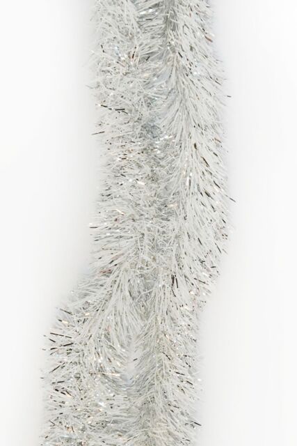 Neel Blue Chunky Christmas Tinsel Garland Shiny Metallic with White Xmas Tree Decor, 2m in Silver - image 1