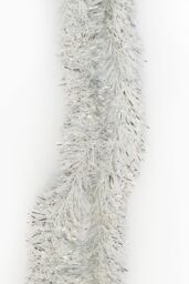 Neel Blue Chunky Christmas Tinsel Garland Shiny Metallic with White Xmas Tree Decor, 2m in Silver - thumbnail 1