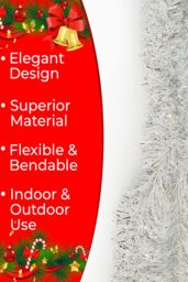 Neel Blue Chunky Christmas Tinsel Garland Shiny Metallic with White Xmas Tree Decor, 2m in Silver - thumbnail 3