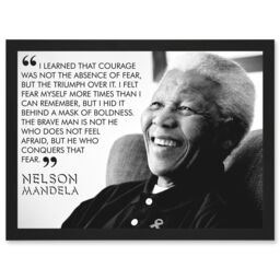 Artery8 Nelson Mandela Quote I Learned That Courage Typography A4 Artwork Framed Wall Art Print in Black - thumbnail 1