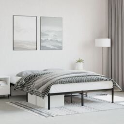 Berkfield Home Metal Bed Frame Black 160x200 cm - thumbnail 1