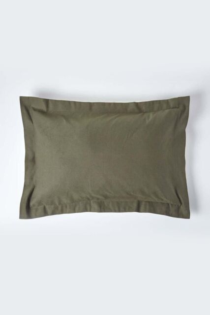 Homescapes Linen Oxford Pillowcase, King in Khaki - image 1