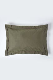 Homescapes Linen Oxford Pillowcase, King in Khaki - thumbnail 1