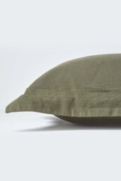Homescapes Linen Oxford Pillowcase, King in Khaki - thumbnail 2
