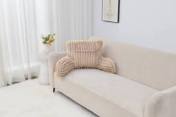 GAVENO CAVAILIA Super Comfy Ribbed Warm Cuddle Cushion in Beige - thumbnail 4
