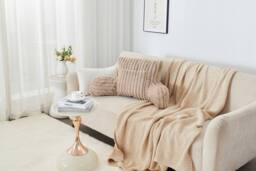 GAVENO CAVAILIA Super Comfy Ribbed Warm Cuddle Cushion in Beige - thumbnail 2