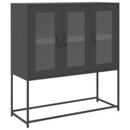 Berkfield Home Sideboard Black 100.5x39x107 cm Cold-rolled Steel - thumbnail 1