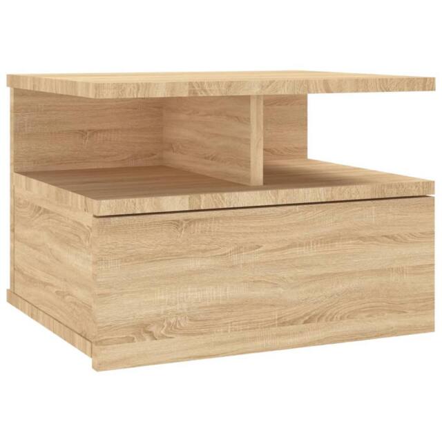 Berkfield Home Floating Nightstand Sonoma Oak 40x31x27cm Engineered Wood in Light Oak - Size: 40 x 31 x 27 cm - image 1