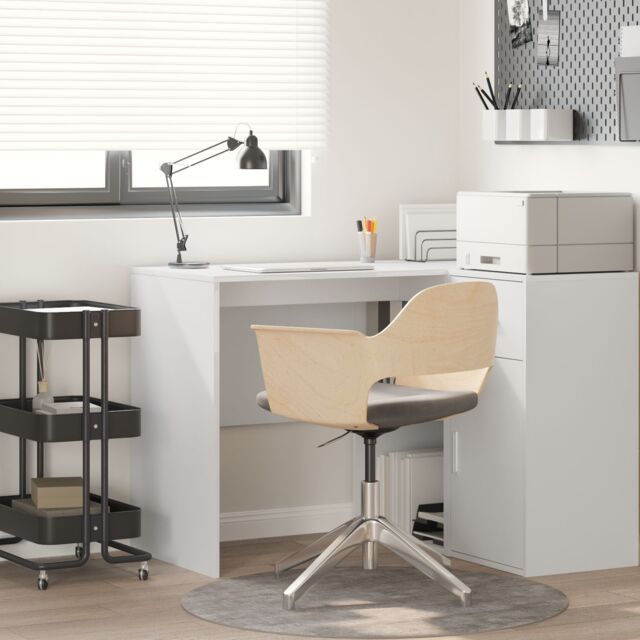 Berkfield Home Writing Desk White Engineered wood Medium Storage Writing Desk - image 1