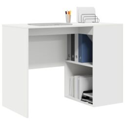 Berkfield Home Writing Desk White Engineered wood Medium Storage Writing Desk - thumbnail 3