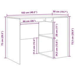 Berkfield Home Writing Desk White Engineered wood Medium Storage Writing Desk - thumbnail 9