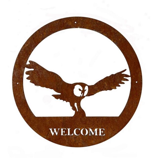 Poppyforge Owl Large Wall Art - with Text - Steel - W49.5 x H49.5 cm - BM/RtR in Brown - image 1