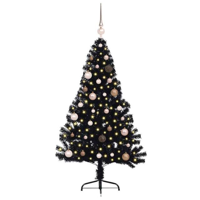 Berkfield Home Beautiful Artificial Pre-lit Christmas Tree Black 150 cm PVC - image 1